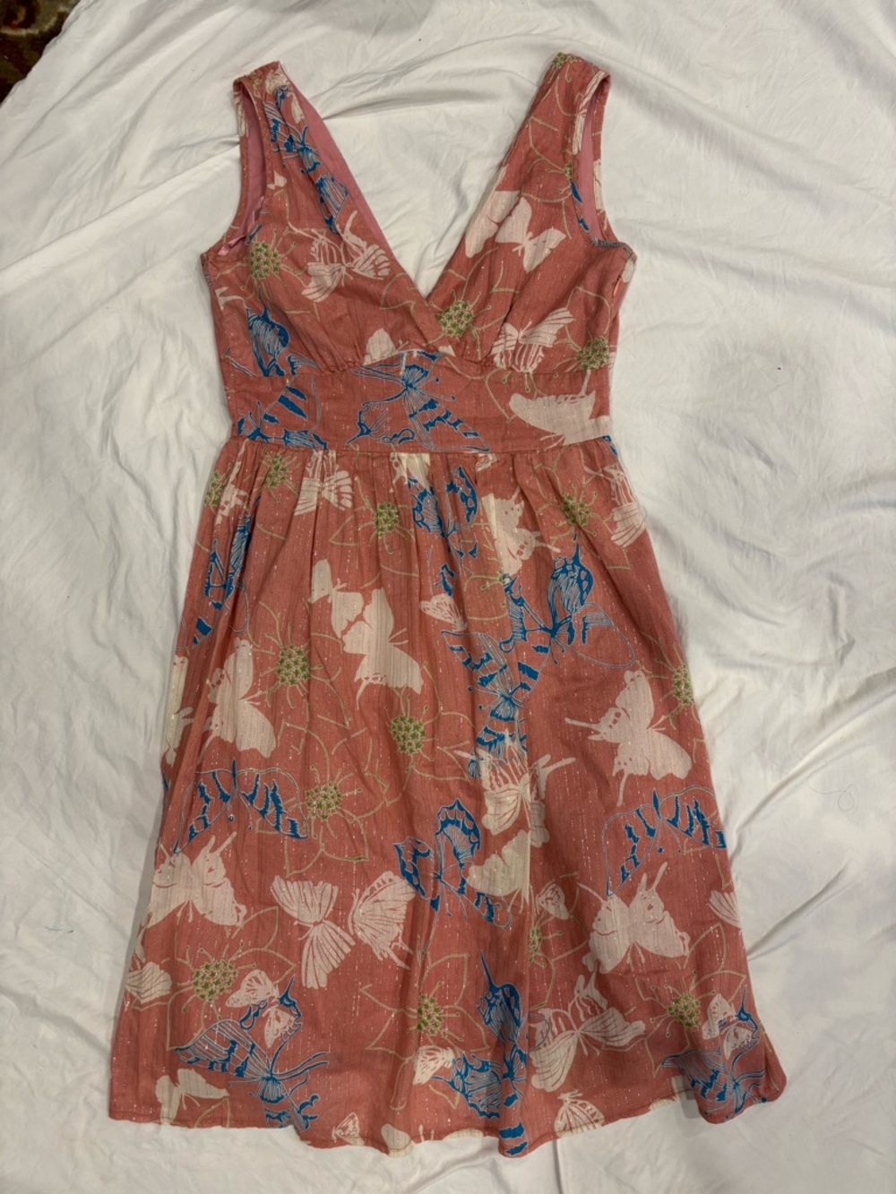 Y2K Coral Butterfly Pattern Sundress